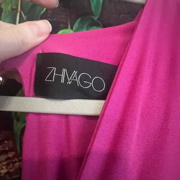 Zhivago Lover Man Dress in Berry Women L/XL/2XL Midi Maxi Hot Pink Deep V Neck - Picture 7 of 7